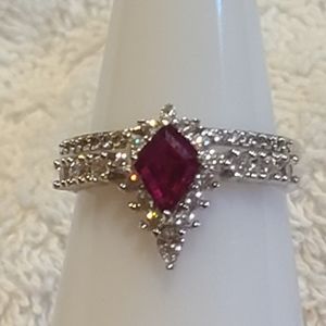 *BP #5162 Diva Status Ruby Corundum- Rhodium Band - Size 7 BRAND NEW